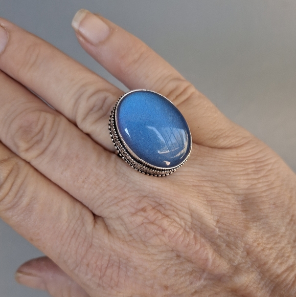 New Rainbow Dichroic Glass 925 Silver Ring.  - Picture 2 of 16